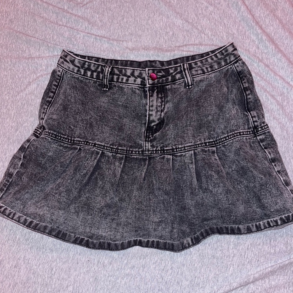 denim mini pleated skirt